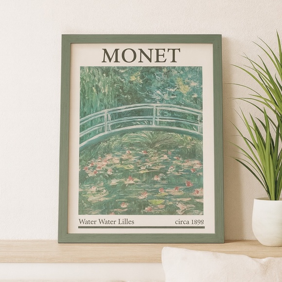 Monet Water Lilies Framed Art Print | Impressionist Wall Decor - Picture 1 of 2